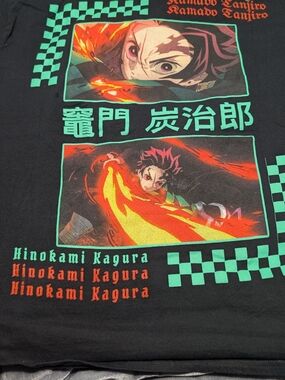 Classic Black Short-Sleeve Demon Slayer Tee with Cat Chest Motif